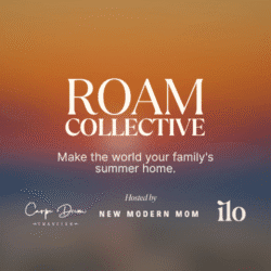 ROAM Collective event poster, Make the world your family's summer home, hosted by New Modern Mom and others.